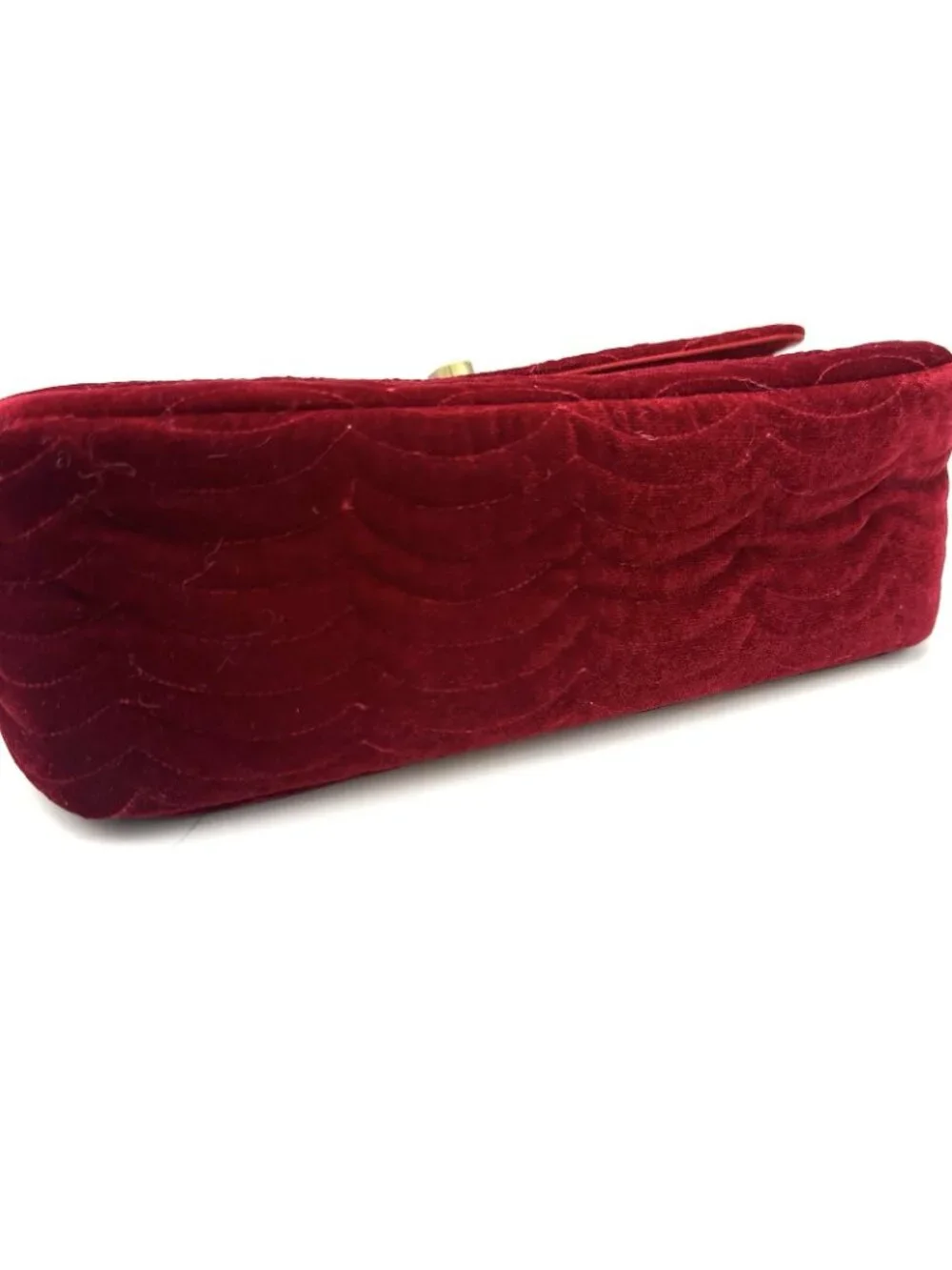 Burgundy Velvet Quilt Crossbody Evening Dress Purse Formal Scalloped Design